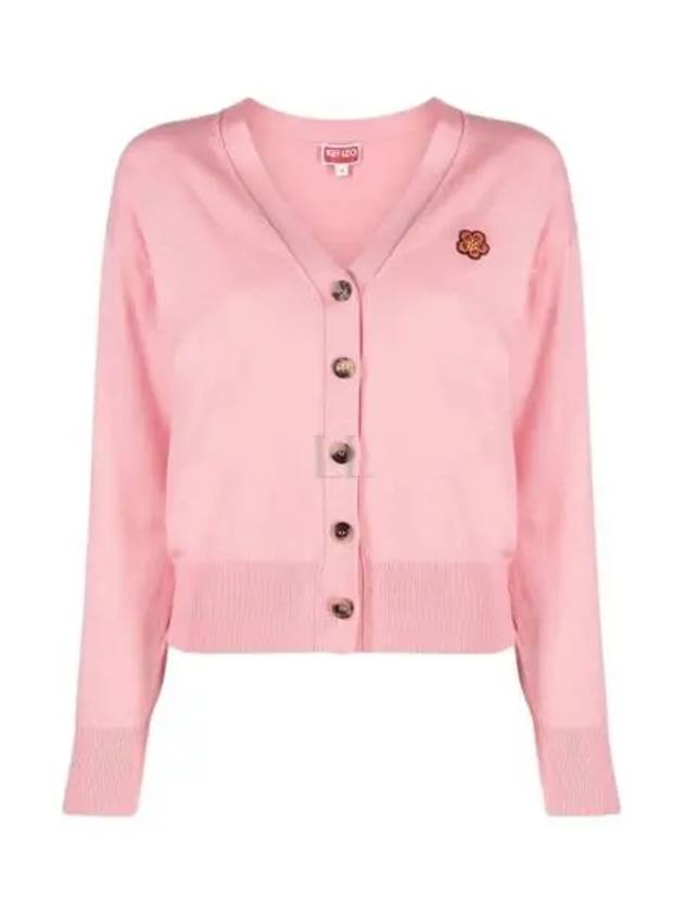 Boke Flower Embroidered Wool Cardigan Pink - KENZO - BALAAN 2