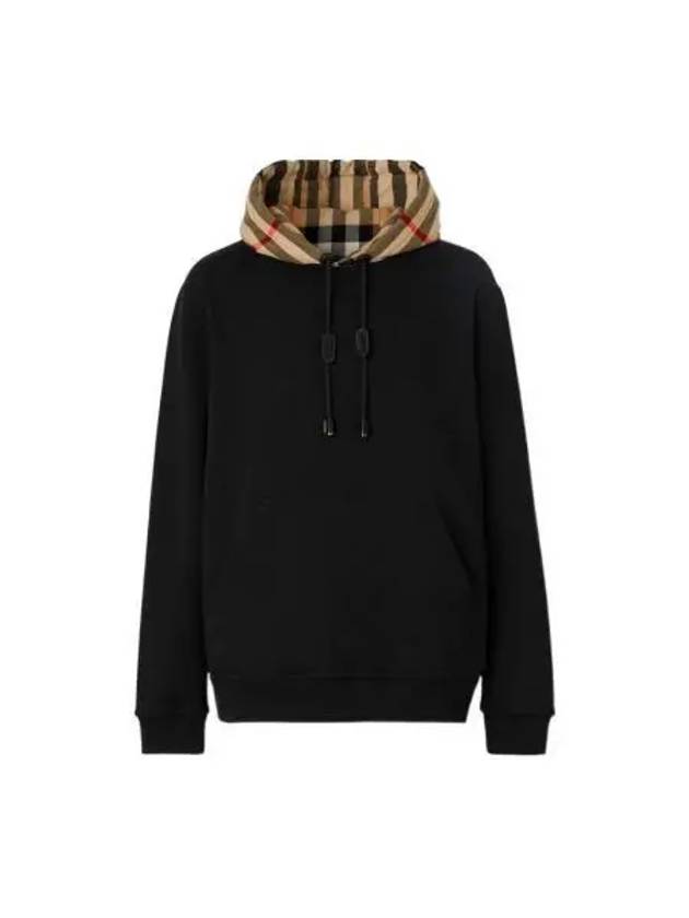 Check Hood Cotton Hoodie Black - BURBERRY - BALAAN 2