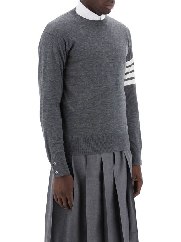 4 Bar Armband Classic Merino Wool Knit Top Medium Grey - THOM BROWNE - BALAAN 3