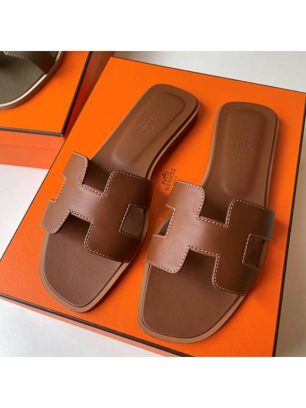 Oran Sandals Gold Khaki Etope Slippers - HERMES - BALAAN 1