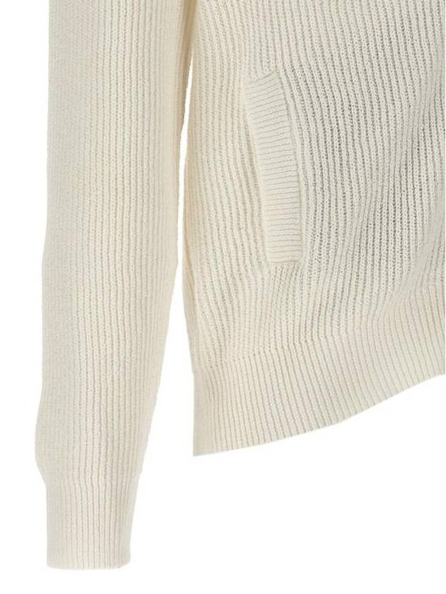 Ribbed Cotton Full-Zip Cardigan White - BRUNELLO CUCINELLI - BALAAN 5