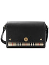 Leather and Vintage Check Note Crossbody Bag Black - BURBERRY - BALAAN 2