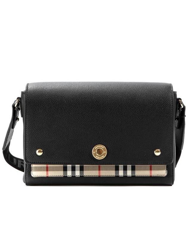 Leather and Vintage Check Note Crossbody Bag Black - BURBERRY - BALAAN 2