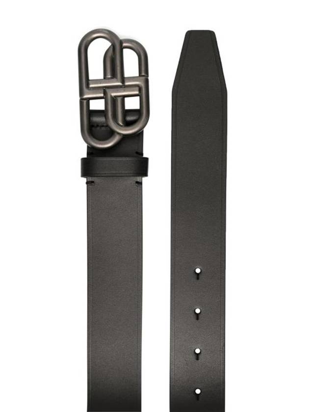 Buckle Logo Leather Belt Black - BALENCIAGA - BALAAN 3