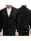 Men's Embroidered Logo Wool Cardigan Black - VIVIENNE WESTWOOD - BALAAN.