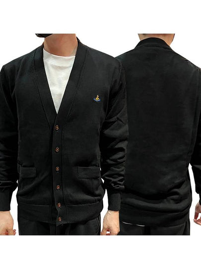 Men's Embroidered Logo Wool Cardigan Black - VIVIENNE WESTWOOD - BALAAN 2