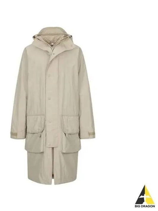 Technical cotton long hooded jacket beige 8057353 - BURBERRY - BALAAN 1