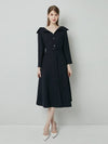 Women's Victoria Tweed Flared Midi Dress Navy - AME - BALAAN 6