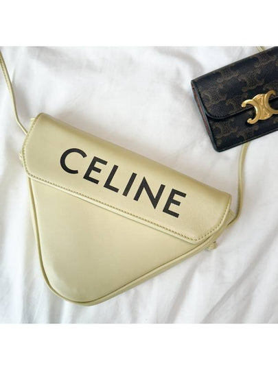 Logo Leather Triangle Cross Bag Pale Yellow - CELINE - BALAAN 2