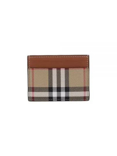 Check Print Leather Card Holder Beige - BURBERRY - BALAAN 2