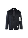 4 Bar Armband Cotton Blazer Jacket Navy - THOM BROWNE - BALAAN 2