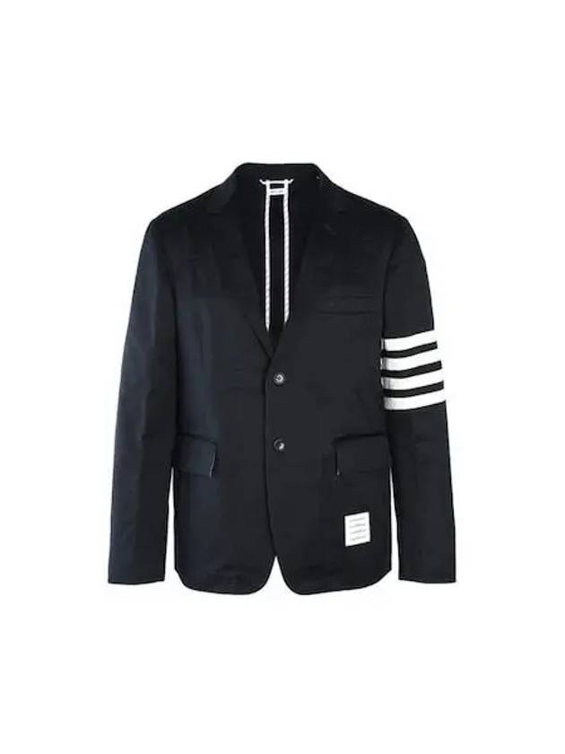 4 Bar Armband Cotton Blazer Jacket Navy - THOM BROWNE - BALAAN 2