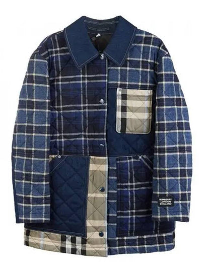 Check Patchwork Quilted Jacket Blue - BURBERRY - BALAAN 2