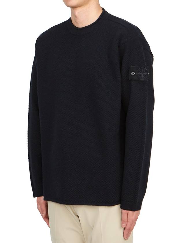 Ghost Piece Crew Neck Wool Knit Top Navy - STONE ISLAND - BALAAN 3