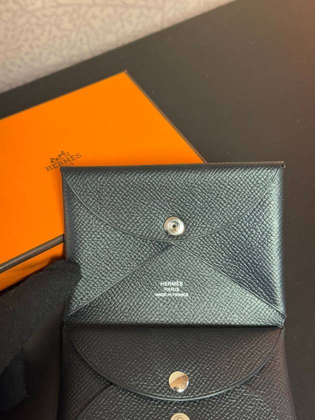 Calvi Duo Compact Card Wallet Noir - HERMES - BALAAN 5