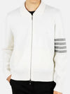 Diagonal Armband Merino Wool Zip-up Jacket White - THOM BROWNE - BALAAN 3