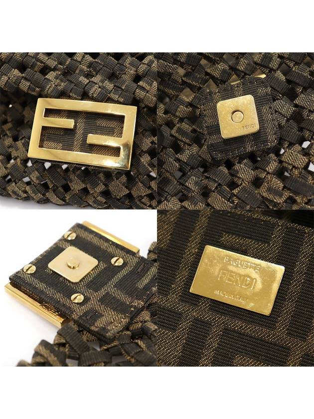 8BS017 Brown jacquard woven interlace gold FF logo baguette mini 2WAY - FENDI - BALAAN 7