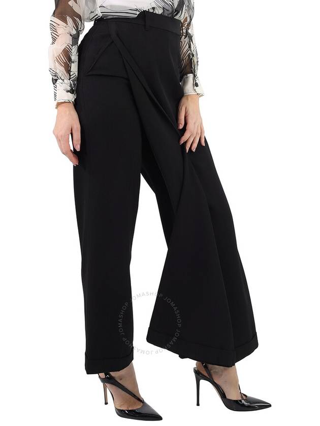 Burberry Black Skirt Panel Wool Wide Leg Trousers, Brand Size 4 (US Size 2) - BURBERRY - BALAAN 2