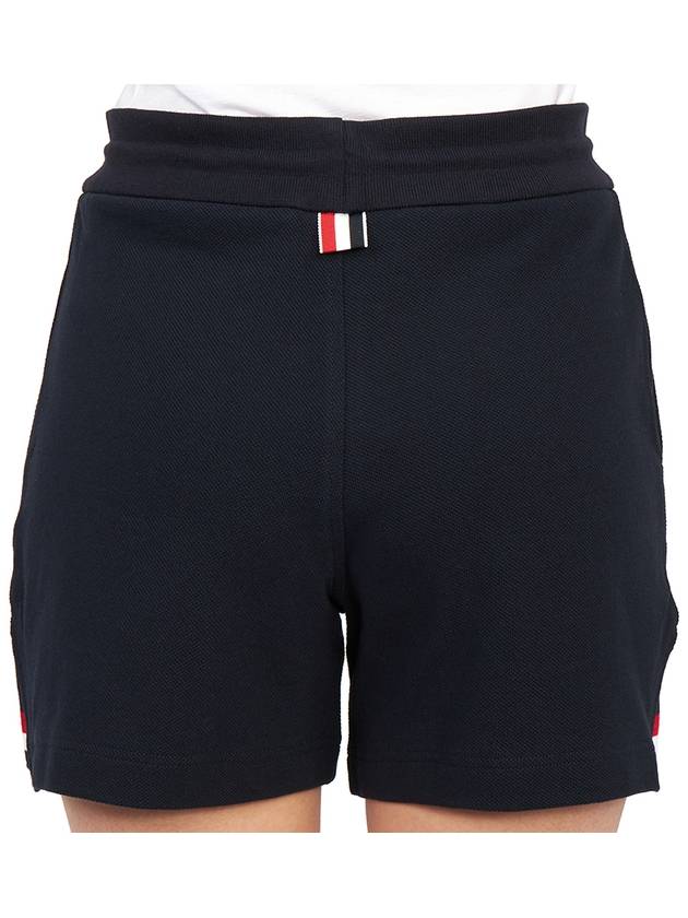 Women's Pique Stripe Rib Gusset Shorts Navy - THOM BROWNE - BALAAN 8