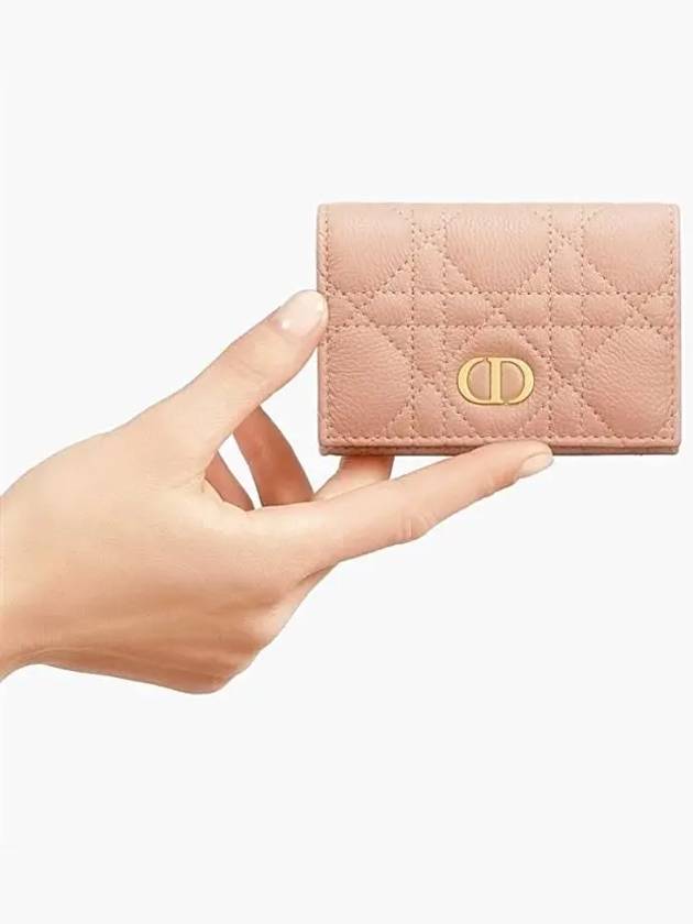 Caro XS Supple Cannage Calfskin Card Wallet Rose Des Vents - DIOR - BALAAN 7