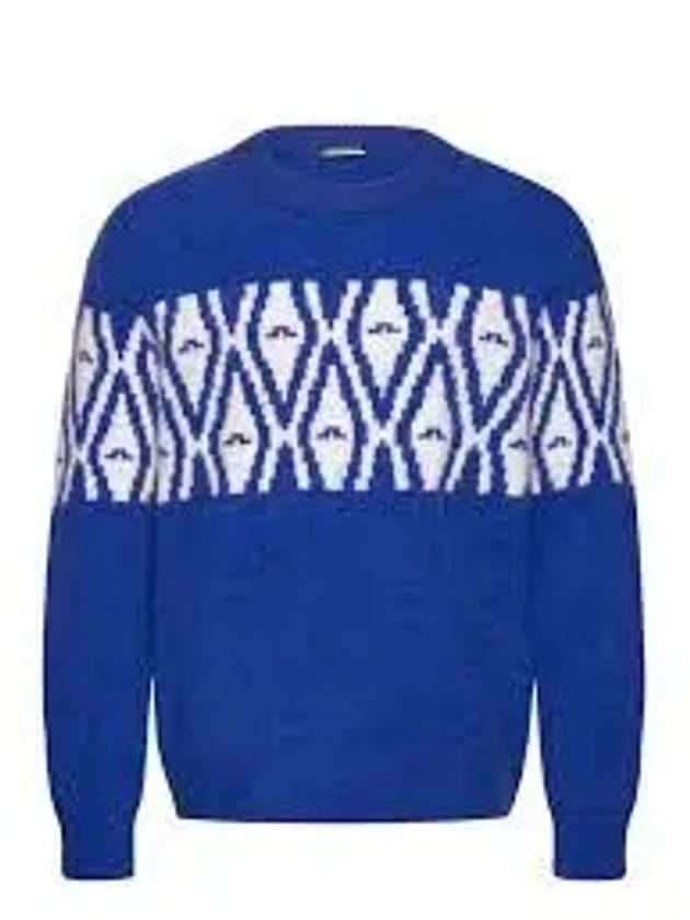 Men's Jalen Jacquard Knit Sweater Blue - J.LINDEBERG - BALAAN 2