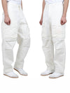 Loose Fit Cargo Cotton Canvas Straight Pants White - STONE ISLAND - BALAAN 4