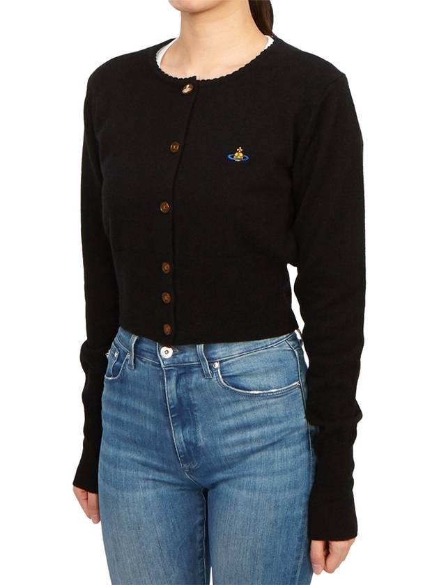 Bea ORB Embroidered Logo Crop Cardigan Black - VIVIENNE WESTWOOD - BALAAN 6