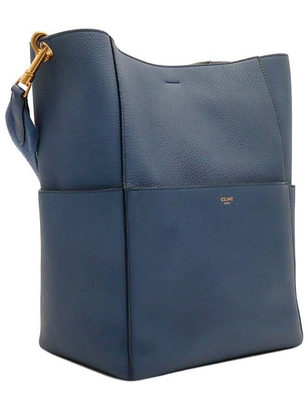 Deep blue calfskin single medium bucket shoulder bag 189593AH4 - CELINE - BALAAN 3