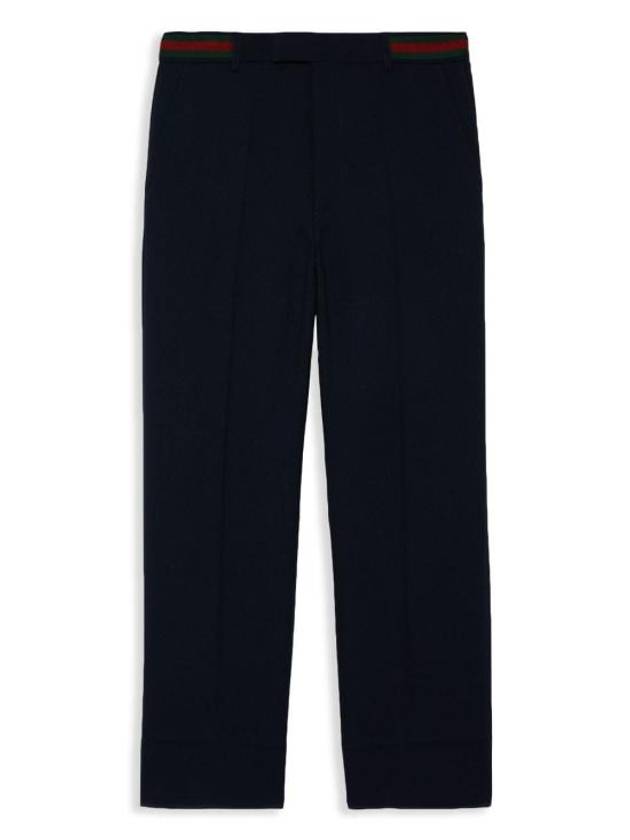 Fluid Drill Web Detail Straight Pants Navy - GUCCI - BALAAN 4