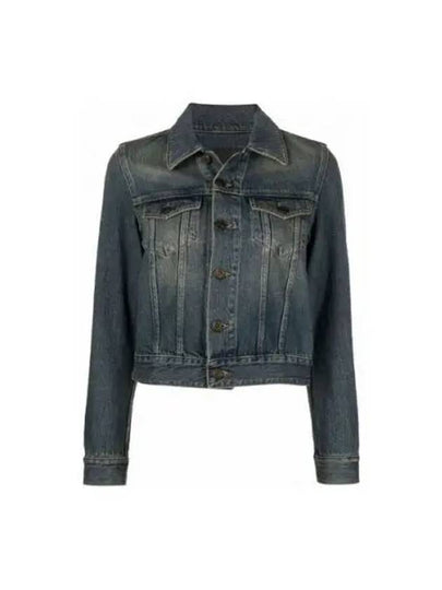 Vintage Washed Crop Denim Jacket Blue - SAINT LAURENT - BALAAN 2