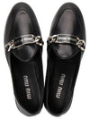 Logo Chain Metal Leather Loafers Black - MIU MIU - BALAAN 3