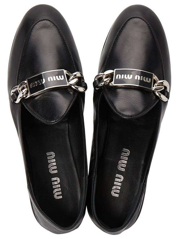 Chain Metal Logo Loafers Black - MIU MIU - BALAAN.