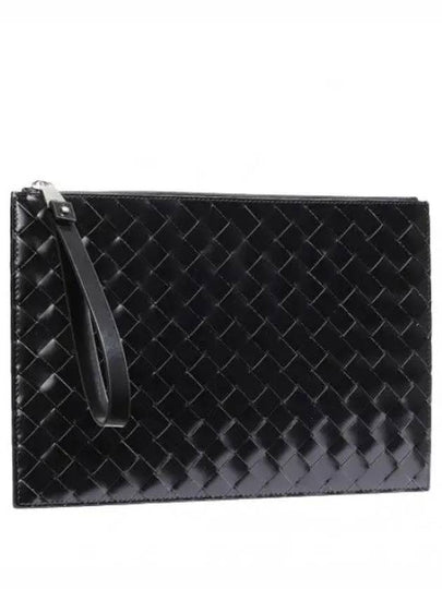 Intrecciato Medium Clutch Bag Black - BOTTEGA VENETA - BALAAN 2