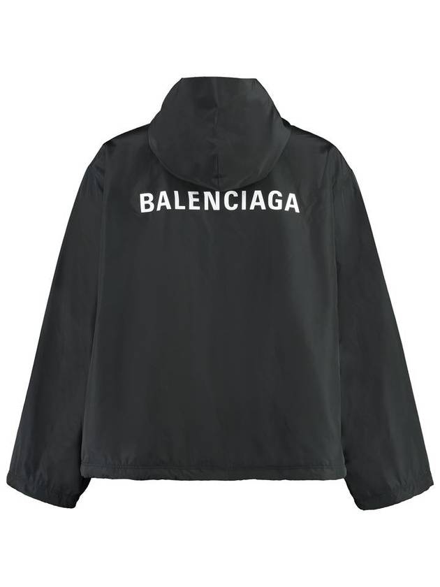 Logo Print Hooded Windbreaker Black - BALENCIAGA - BALAAN 3