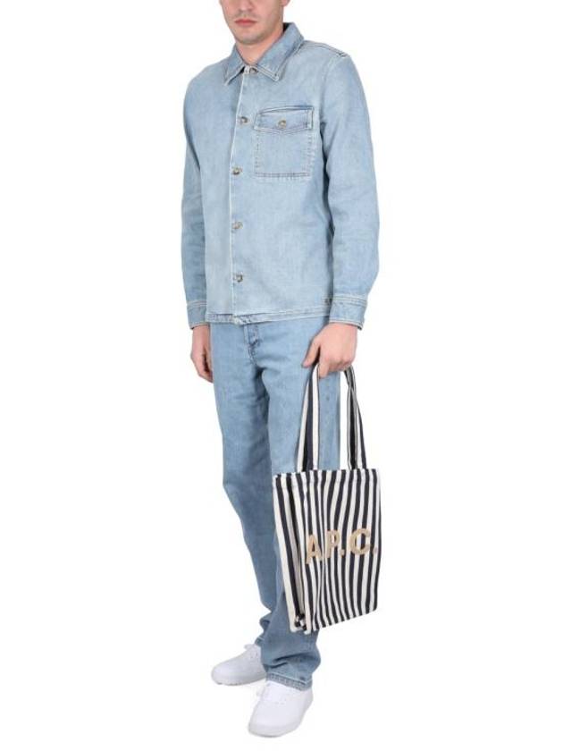 Pierre Oversized Shirt Bleach Denim Jacket Blue - A.P.C. - BALAAN 3