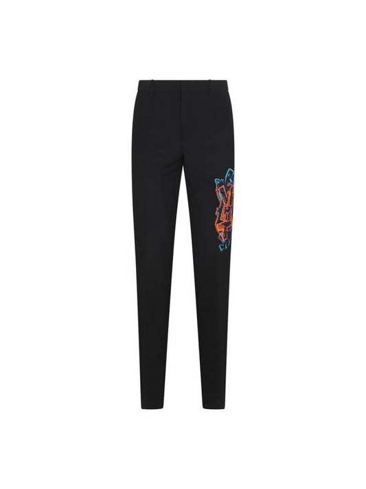 black multicolor COTTONWOOL blend GRAF COUPE trousers OMCO002S23FAB0031066 B0560956349 - OFF WHITE - BALAAN 1