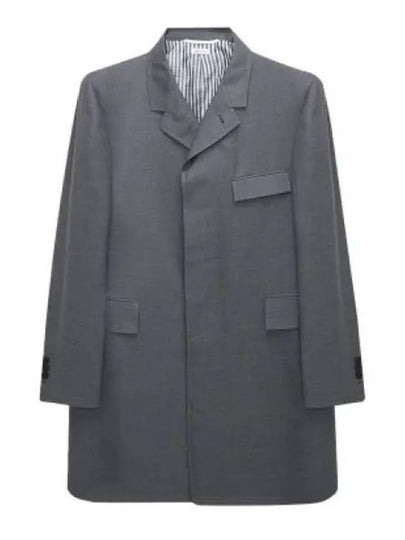 Super 120S Twill Classic Chesterfield Single Coat Grey - THOM BROWNE - BALAAN 2