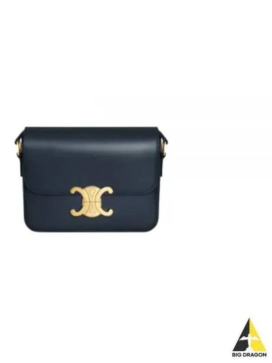 Teen Triomphe Shiny Calfskin Cross Bag Navy Blue - CELINE - BALAAN 2