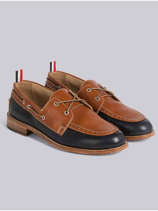 Vachetta Two-Tone Leather Boat Camel - THOM BROWNE - BALAAN 3