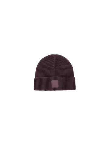 Extra Fine Merino Wool Logo Beanie Brown - CP COMPANY - BALAAN 1