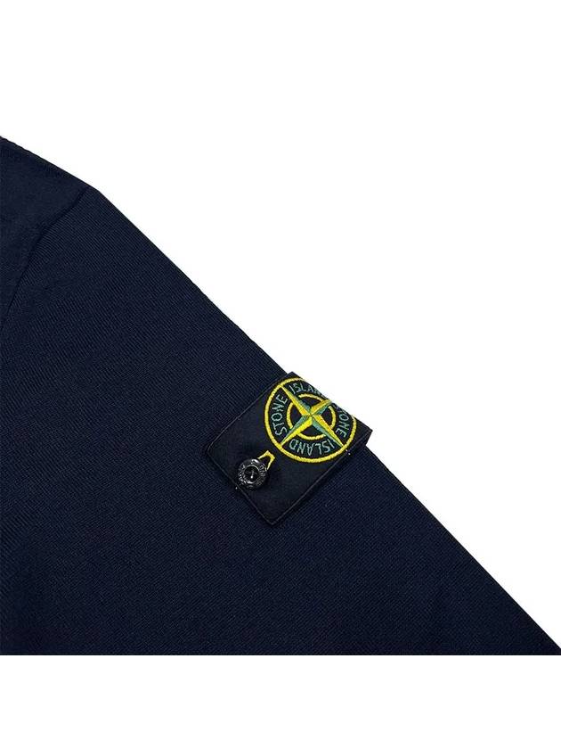 Logo Patch Round Neck Knit Top Navy - STONE ISLAND - BALAAN 5