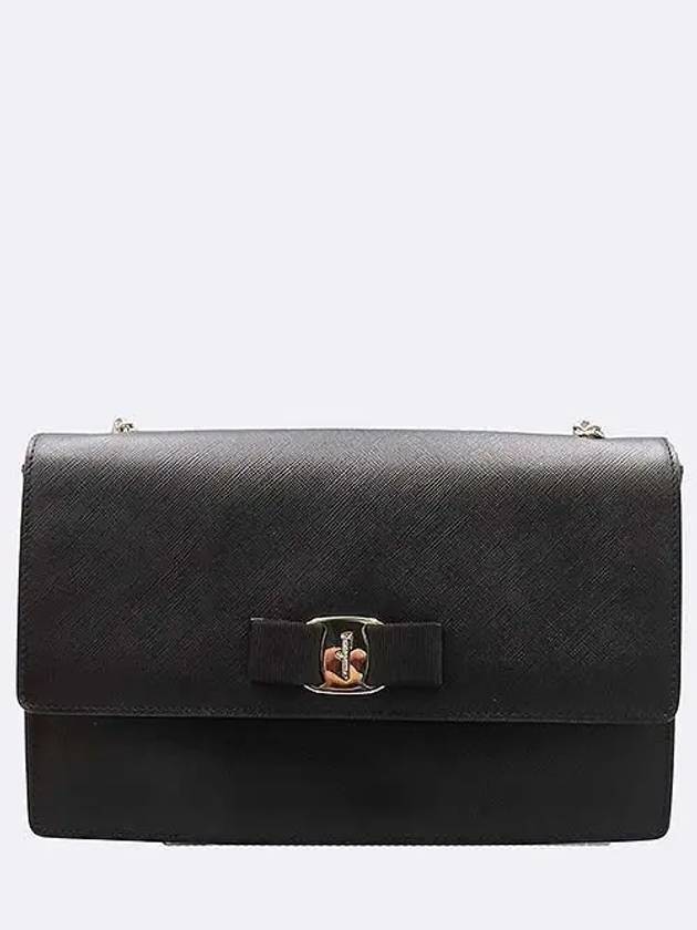 Ferragamo 21D855 Black Color Leather Bara Genie Silver Chain Shoulder and Cross Bag - SALVATORE FERRAGAMO - BALAAN 2