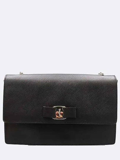 Ferragamo 21D855 Black Color Leather Bara Genie Silver Chain Shoulder and Cross Bag - SALVATORE FERRAGAMO - BALAAN 2