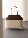 Italian leather mix canvas series big shoulder bag ecru - RE:FRAME - BALAAN 1