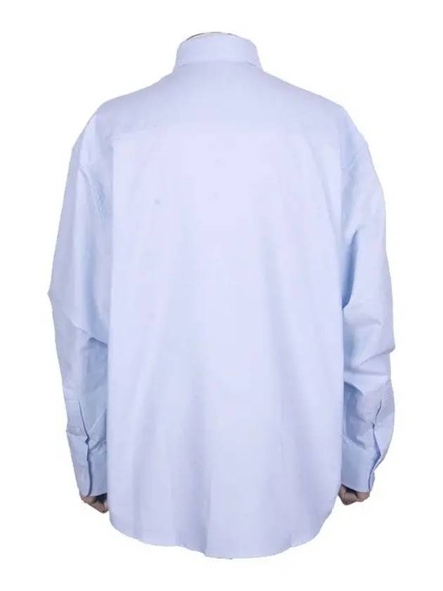 Heart Logo Boxy Fit Button Long Sleeve Shirt Sky Blue - AMI - BALAAN 3