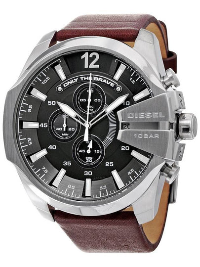 Mega Chief Quartz Leather Watch Brown - DIESEL - BALAAN 2