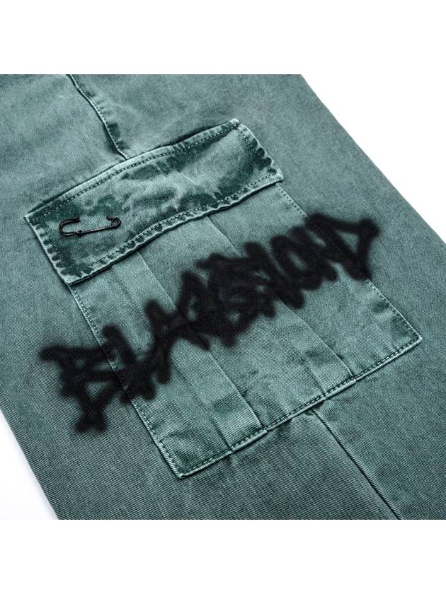 BBD Graffiti Logo Wide Denim Cargo Pants Deep Green - BLACKBLOND - BALAAN 4