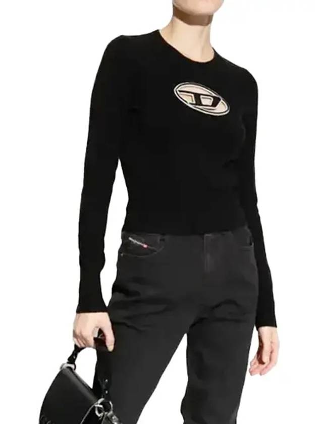 M-Areesa Jumper Embroidered Cut-Out Logo Knit Top Black - DIESEL - BALAAN 3