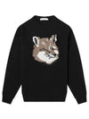 Men's Big Fox Head Classic Pullover Knit Top Black - MAISON KITSUNE - BALAAN.