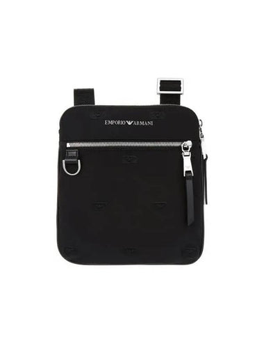 Men s Eagle Embroidered Flat Messenger Bag Black 271587 - EMPORIO ARMANI - BALAAN 1